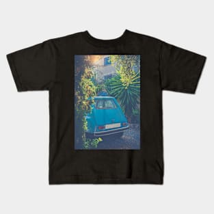 Vintage Car Outside A French Chateau Kids T-Shirt